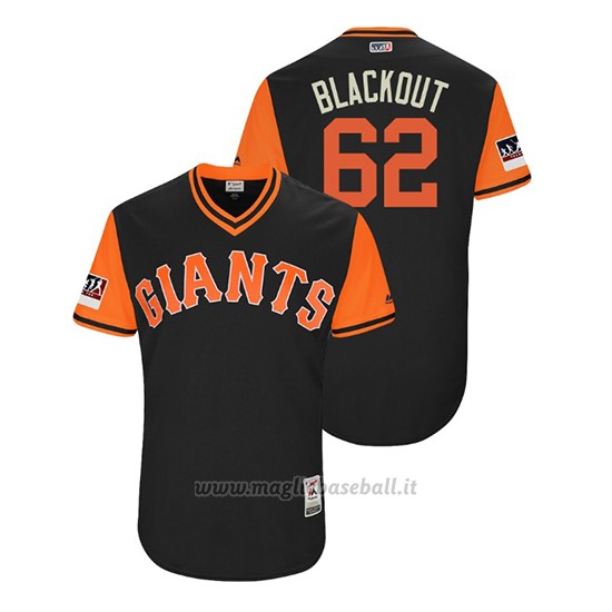 Maglia Baseball Uomo San Francisco Giants Ray Nero 2018 Llws Players Weekend Neroout Nero